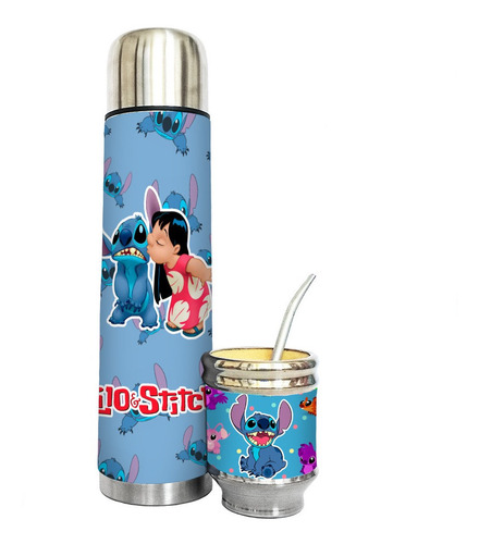 Imagen 1 de 3 de Termo Acero Inoxidable 1 L Y Mate Madera Lilo & Stitch