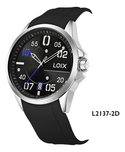 Reloj Hombre Loix®l2137-2 Negro Con Plateado, Tablero Negro