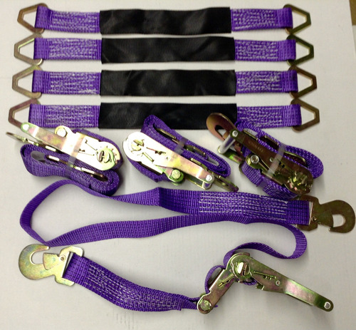 4 Coche Eje Correa Hauler Remolque Auto Tie Down Ratchet Tow