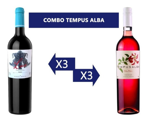 Combo Vinos Tempus Alba ( 3 Loco Malbec + 3 Rosado ) 750ml.