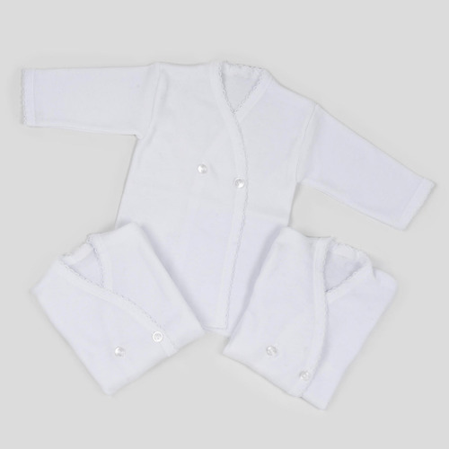 Imagen 2 de 3 de Playera Cruzada De Bebé Con Botones 100% Algodón 3 Piezas