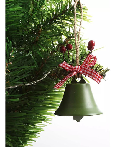Set 6 Cascabeles Navideños Hueco Arbol De Metal Con Lazo 5cm