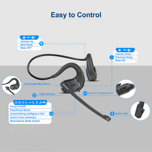 Auriculares Bluetooth Mpow Con Micrófono Extraíble, Ruido