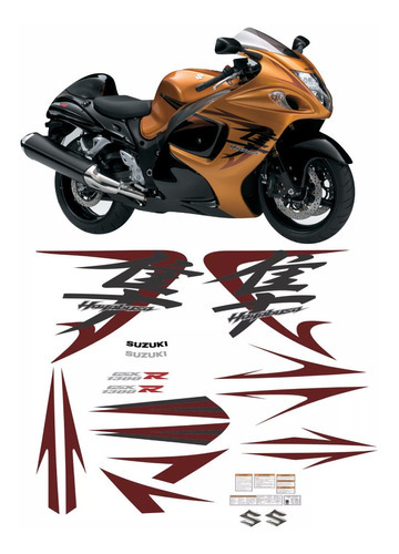 Kit Adesivos Carenagem Suzuki Hayabusa Gsx 1300r 09 Dourada Cor PADRÃO