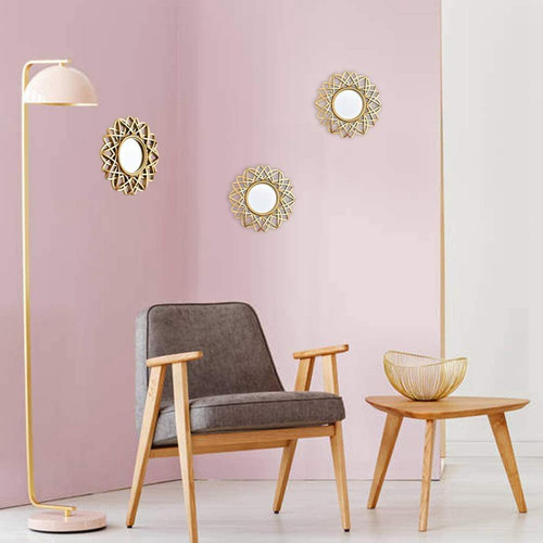 Espejo Circular Para Decoración De Pared, Arte De Dorado