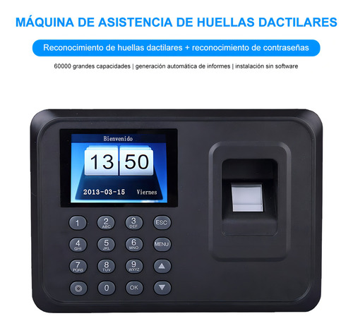 Fopnew Oficina Reloj Checador Huella Digital Memoria Usb Biometrico