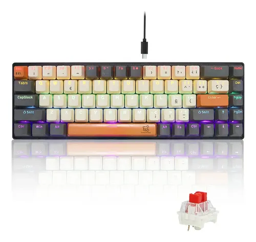 Teclado mecánico 68 teclas RGB (switch rojo)