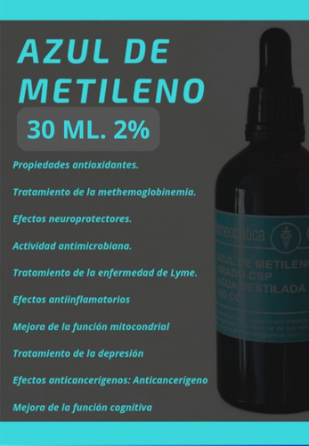 Azul De Metileno 30ml 2% Grado Farmacéutico + Envio Gratis
