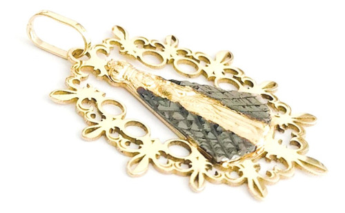 Imagem 2 de 7 de Pingente Nossa Sra Aparecida Ouro 18k Borda Linda 12xs/juros