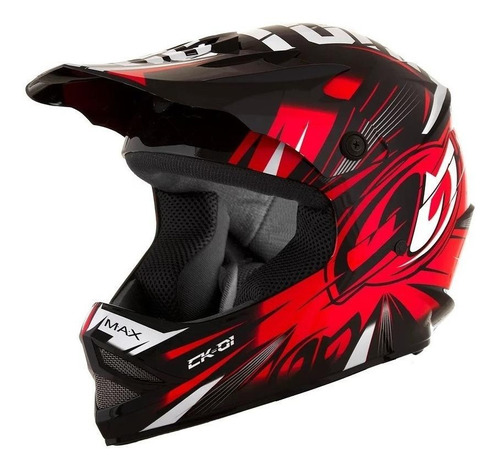 Capacete para moto  off road Pro Tork Cross Kids  Cross Kids CK-01  preto e vermelho cross kids ck-01 tamanho 54 