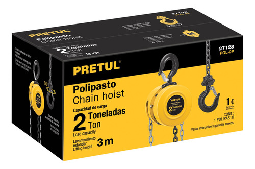 Polipasto De Cadena De 2 Ton Triple Engranaje Pretul 27128