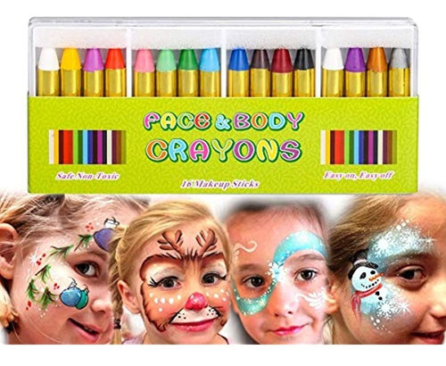 Kit De Pintura De Cara Crayones, Muscccm 16 Colores Maquilla
