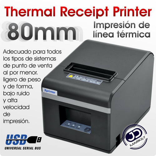 Imagen 2 de 6 de Impresora Térmica Pos 80mm De Alta Velocidad Con Cortadora