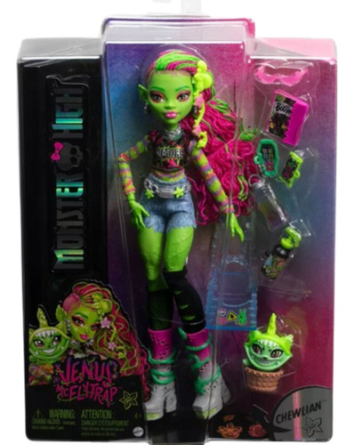 Boneca Monster High Venus Mcflytrap Com Mascote Chewlian