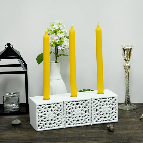 Velas Cónicas De 12 Piezas, 10 Pulgadas, Color Amarillo Rect