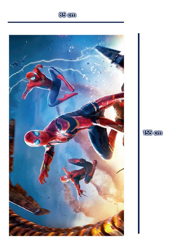Toalla De Baño Diseño Spiderman Multiverso 155x85 Microfibra Azul Spiderman Multiverso
