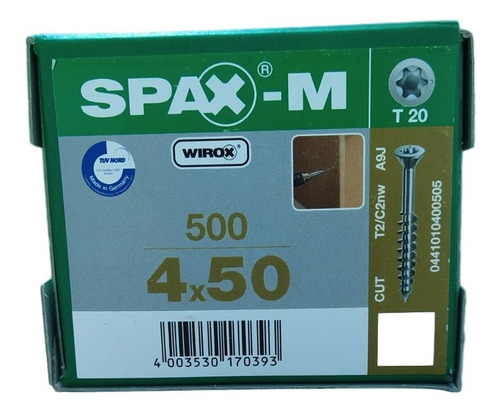 Tornillos Spax-m 4x50 Caja 500 Pz Para Mdf T20