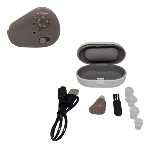 Aparato Auditivo Amplificador Sonido Recargable Sordera Beige