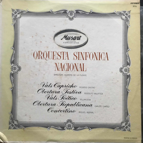 Orquesta Sinfónica Nacional Vals Capricho Disco Lp  Acetato