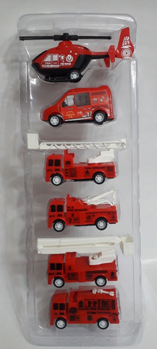 Set De Carritos Vehículos De Bomberos