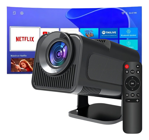Projetor Hy320 Smart Tv Cpuh713 Wifi6 4k 390 Ansi Android 11 Cor Preto
