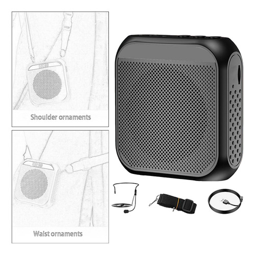 Amplificador De Voz Portátil Altavoz Megáfono Mini Negro