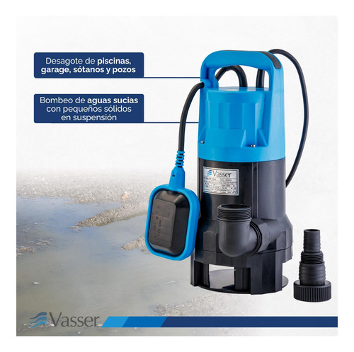Imagen 4 de 11 de Bomba Desagote Agua Sucia Vasser De750ps 750w 10mts Cable 75