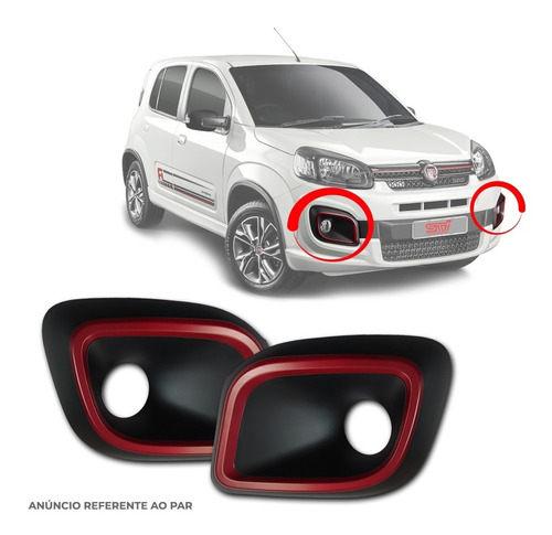 Par Moldura Farol Milha Fiat Novo Uno Sporting 2016-2018