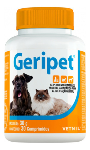 Geripet 30 Comprimidos Para Cães E Gatos Idosos - Vetnil