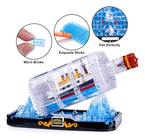 Miniset De Construcción Titanic Ship In A Bottle, Titanic To