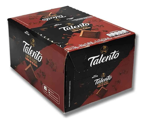 Chocolate Talento Dark Nibs De Cacau C/15 Amargo 70% Garoto