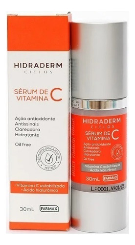 Serum Vitamina C Hidraderm Ciclos 30ml Farmax Tipo de pele Todo tipo de pele