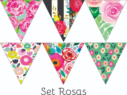 Banderines Para Sublimar Set Rosas Laura Craft