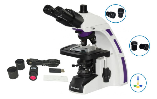 Microscópio Trinocular 1600x Acromatico C/ Câmera 2mp Cmos