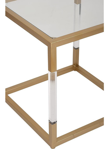 Deco 79 Mesa De Acento De Metal Con Tapa De Vidrio Transpare