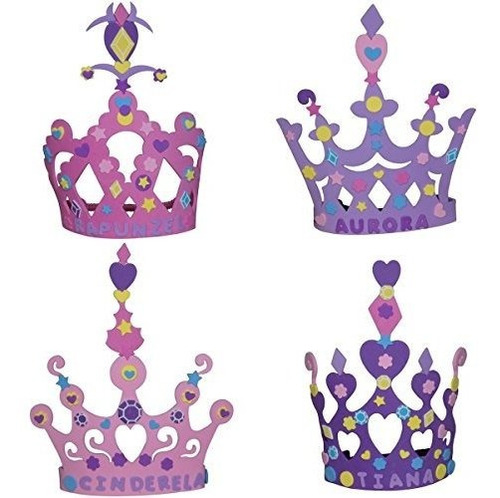 Set Coronas Princesa Espuma (12 Pack, 400 Pcs) Personaliza Con Stickers - Coronas Diy Ni