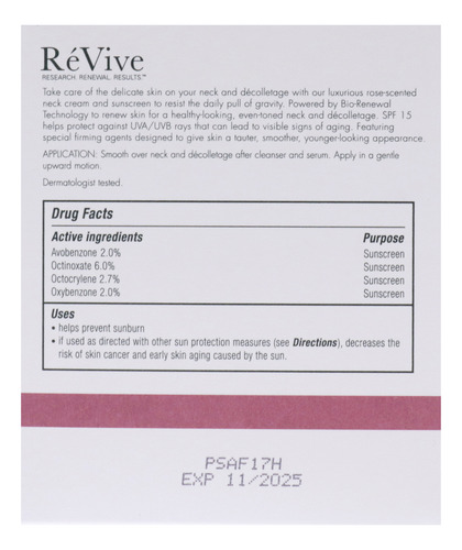 Creme Renovador De Pescoço Revive Fermitif Spf 15 75ml Com P