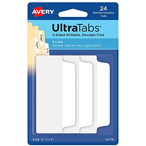 Avery Ultra Aquí, 3  X 1,5  , 2-side Escribible, Blanco, 24 