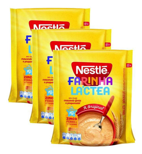 Kit 3 Farinha Láctea Nestlé Pacote 160g