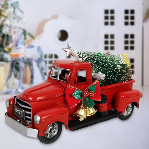 Camión Rojo Estilo Vintage Centro De Mesa Navideño Decorar