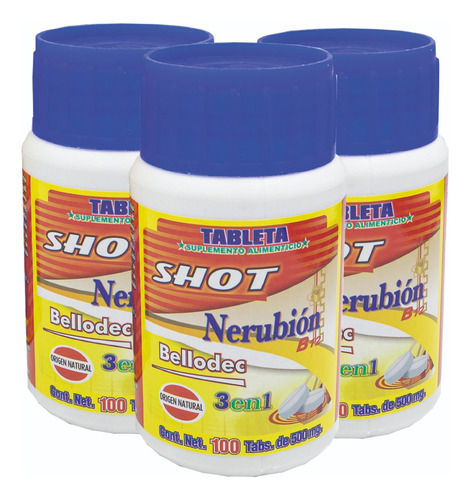 Kit 3 Suplemento Alimenticio Shotmax Nubión B12 Y Bellodmax