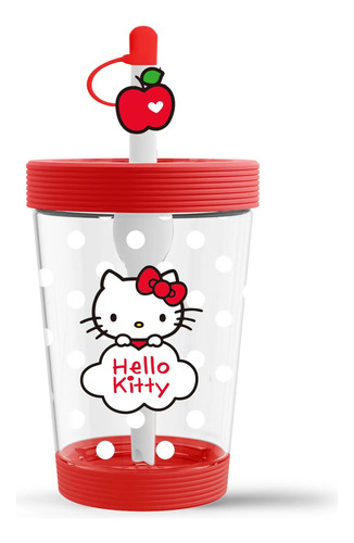 Vaso Tapa Tag Y Popote Hello Kitty 535ml Sanrio Miniso