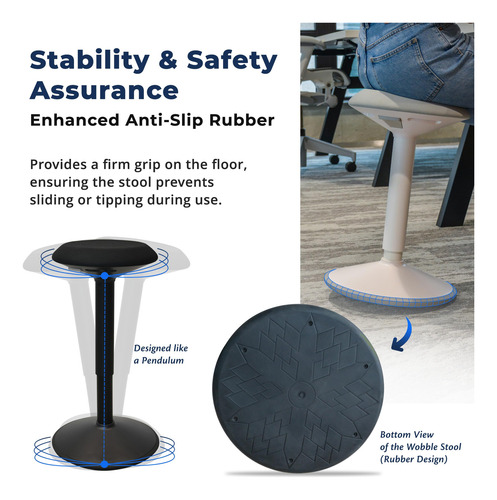 Taburete De Escritorio Ajustable 40 A 61 Cm Negro Ergonómico