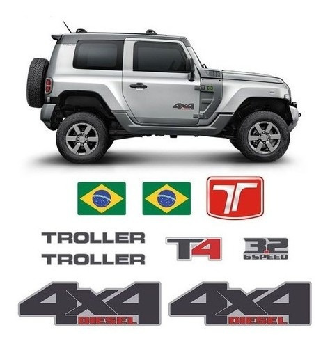 Kit Adesivos Troller T4 2015 Até 2019 4x4 Diesel 3.2 6speed