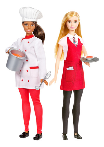 Set De Muñecas Barbie Amigas Profesiones Chef Y Camarera