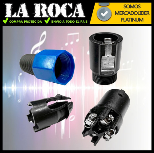 Imagen 6 de 10 de Ficha Conector Cable Speakon Macho 4 Contactos La Roca