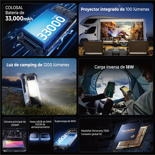 Oukitel Wp100 Titan 16+32gb/512gb 33000 Mah Con Proyector