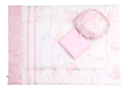 Edredón Cuna Viajera Cary Incluye Cojín Decorativo Y Sabana Color Rosa Diseño de la tela Rosas