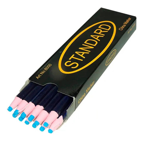 12 Lápis Giz Azul Ecológico Não Usa Apontador Confecção.