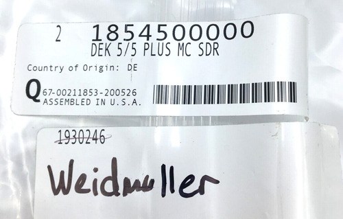 Weidmuller Lot Of 2 Dek 5/5 Plus Mc Sdr 1854500000 New Aac